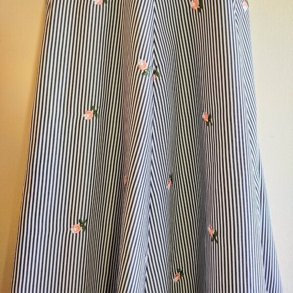 Calvin Klein Embroided Floral & Stripe Wrap Dress Hi-Low Hem Cottagecore Size 8 - Picture 3 of 8